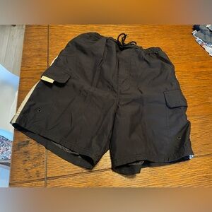 Men's Black Cargo Swim Shorts with Side Pockets